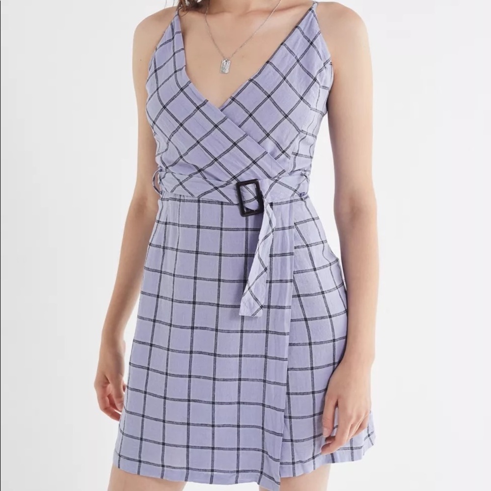 Urban Outfitters Amanda Linen Belted Wrap Dress